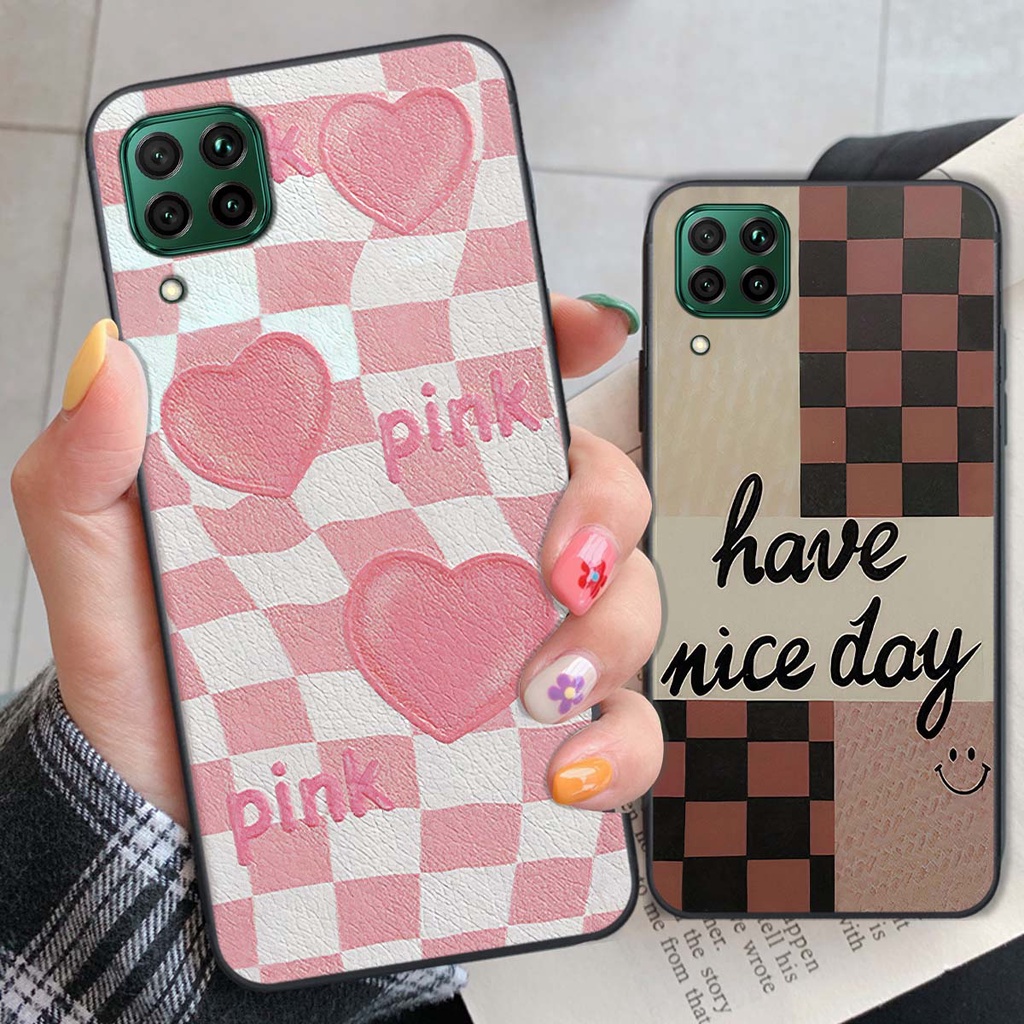 Ốp Huawei Nova 7i caro trái tim cá tính, thời trang siêu đẹp, siêu phong cách