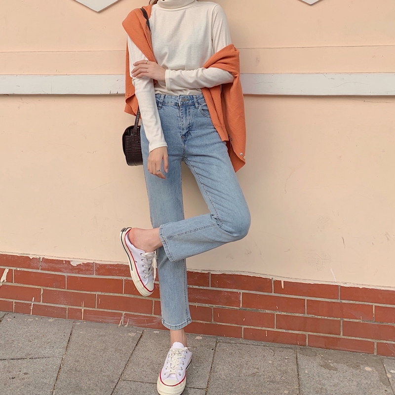 Quần jeans dài dáng ôm lưng cao cá tính 32840