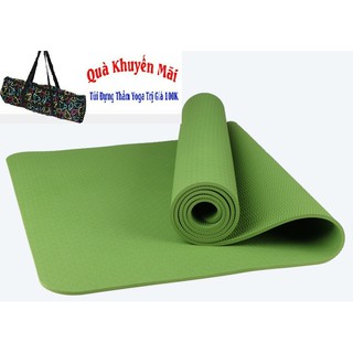 Thảm tập yoga TPE 8mm 1 lớp xanh lá cao cấp ( tặng túi xịn)