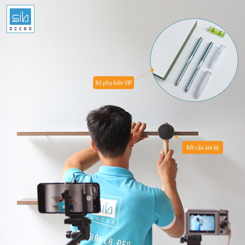 Kệ Rượu Treo Tường Giấu Chân Đơn Giản SIB DECOR (Gồm 02 Giá Treo Ly Inox 304 Cao Cấp)