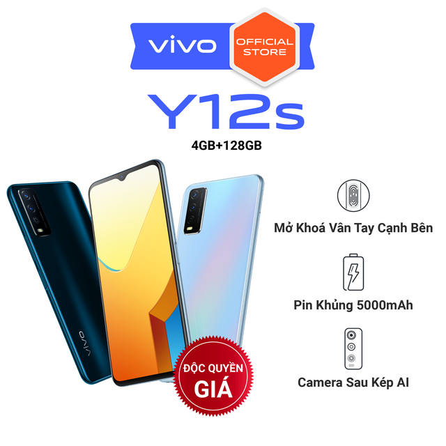 Điện thoại Vivo Y12s (4GB + 128GB)-Màn hình IPS LCD 6.51",Pin khủng 5000 mAh,Cảm biến vân tay,Màu: Đen, Xanh -Chính Hãng | WebRaoVat - webraovat.net.vn