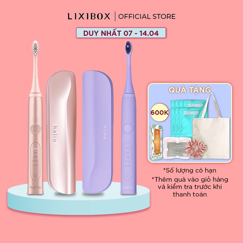 Combo 2 Bàn Chải Điện Halio Sonic Whitening Electric Toothbrush PRO Rose Gold &amp; Periwinkle