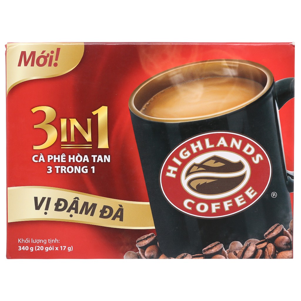 Cà phê sữa Highlands 3 in 1 Hộp 20 gói