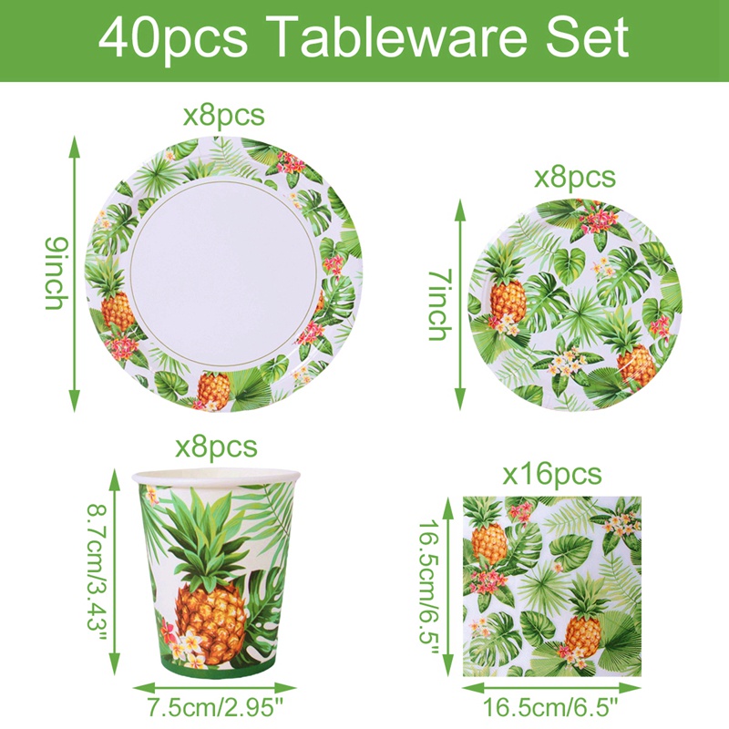 Bộ Dụng Cụ Bàn Ăn Bằng Giấy Dùng Một Lần Họa Tiết Lá Cọ Phong Cách Hawaii Độc Đáo Cho Tiệc Sinh Nhật