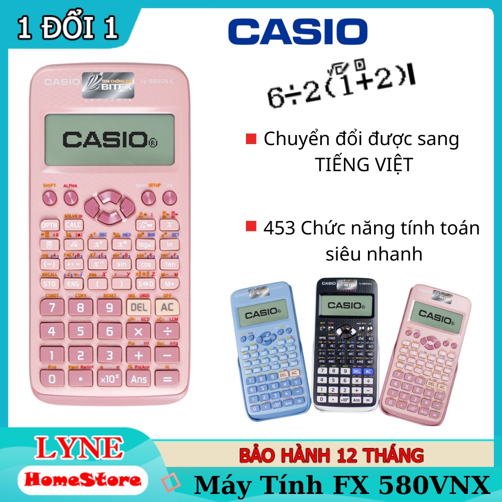 Máy tính Casio FX 580VNX Chính Hãng Nhập Khẩu Thái Lan 521 Tính Năng Có Thể Chuyển Đổi Tiếng Việt - Thiết kế hiện đại