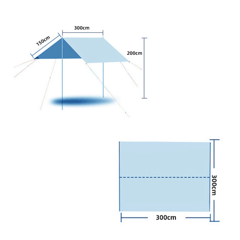 Tấm bạt 3x3m tăng mái che lều cắm trại dã ngoại chống nước có combo cây chống kèm dây với túi đựng - Tăng lều