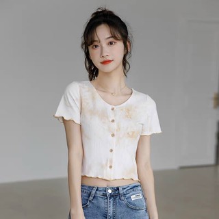 ÁO CROPTOP NÚT(thun gân vải loan)