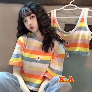 Sét áo kẻ hoa cúc KA57 (hai áo)