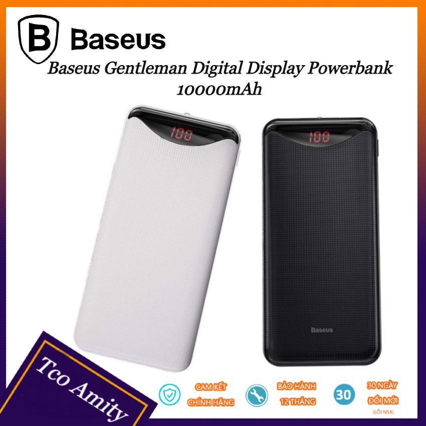 Pin Sạc Dự Phòng Baseus Gentleman 10000mAh - Có đèn LED - 2 cổng USB - Nhỏ Gọn