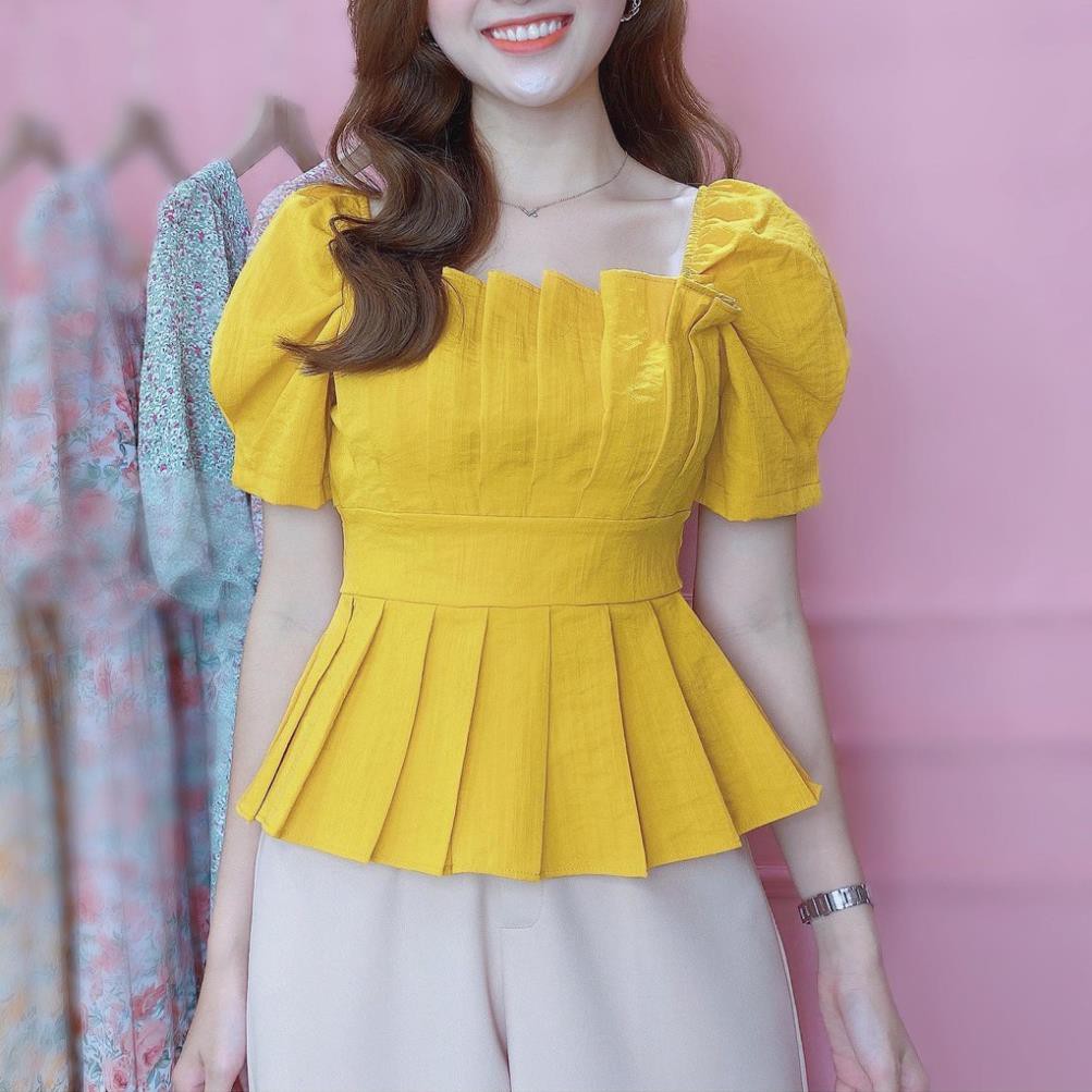 Áo peplum tay phồng che bụng sơ mi kiểu nữ đẹp CHUU A6697 ! ྇