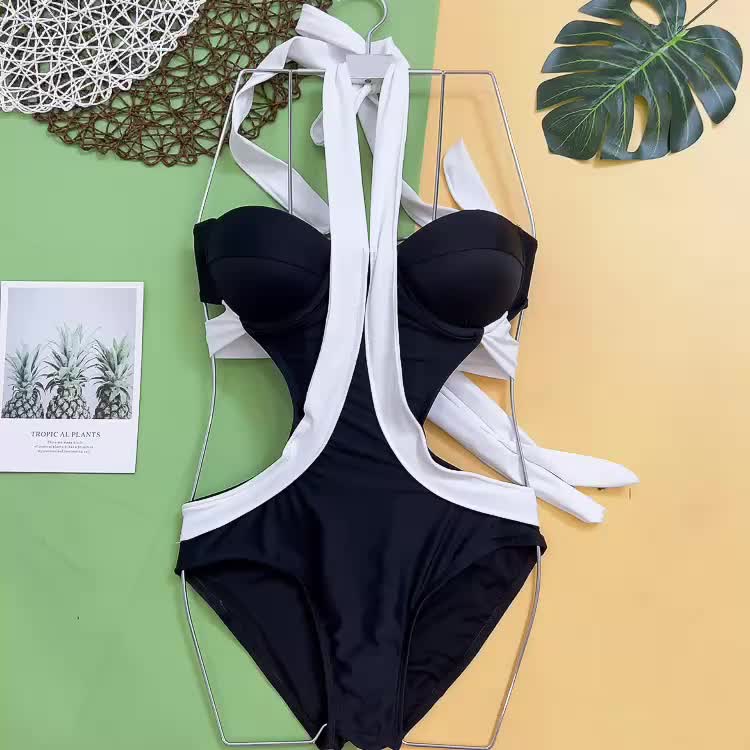 Bikini liền thân phối trắng sexy khoét eo đẹp | BigBuy360 - bigbuy360.vn