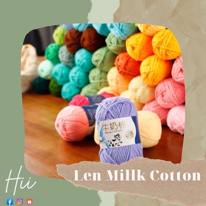 Len Milk Cotton 50gr / Màu từ 31-62 / Len Con Bò một số màu có sẵn/ Tiệm Hii