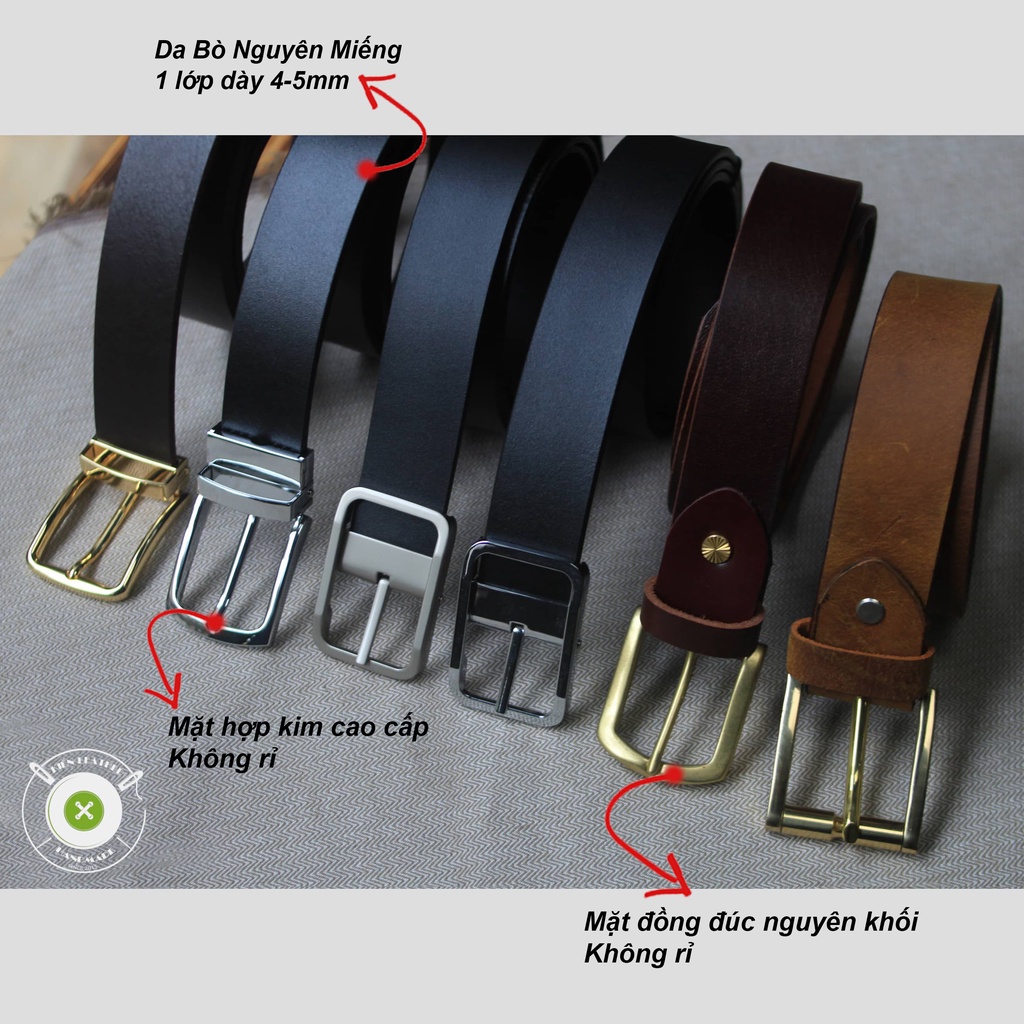 Thắt lưng nam da bò nguyên tấm, Chọn mặt theo ý thích, Kiến Leather