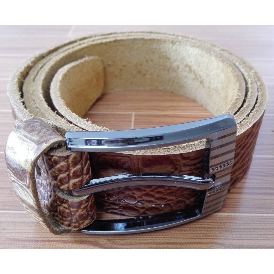 Dây thắt lưng da cá sấu nam DLN004(Nâu bò)