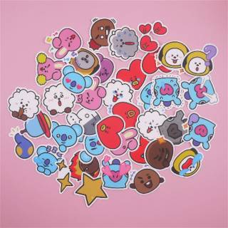 Set 40 Miếng Dán Trang Trí Hình Các Nhân Vật Bt21 Của Bts