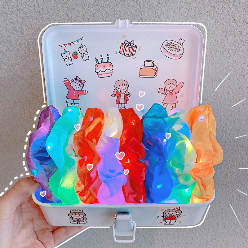 Dây Cột Tóc Satin Satin Bản Lớn Dạ Quang Đơn Giản Thời Trang Xu Hướng Cho Nữ