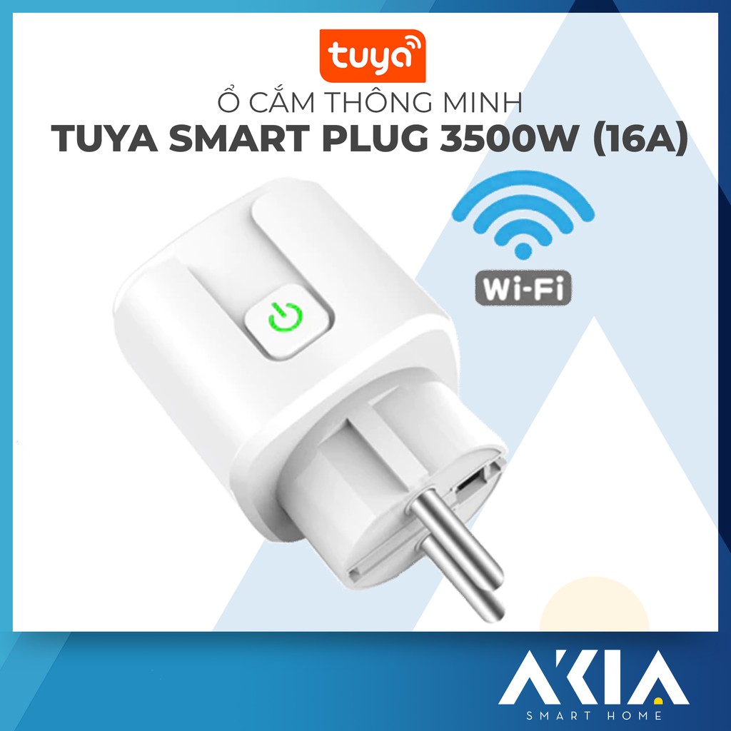 Ổ điện thông minh AKIA 3500W 16A - Ổ cắm tuya wifi, có đo điện năng tiêu thụ, hẹn giờ, điều khiển app smart life