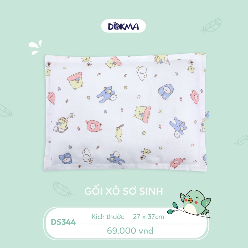 [QUÀ 20K]Gối Xô Sơ Sinh Dokma 100% Sợi Organic Cotton Thấm Hút Mồ Hôi Kích Thước 27x37cm,Tặng Vòng Dâu Trị Giá 20k.