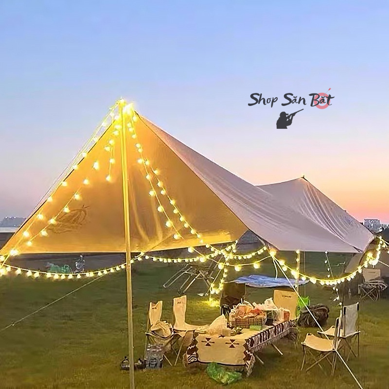Đèn LED trang trí dây bóng tròn vàng ấm không nháy dùng pin tiện lợi, dùng đi du lịch cắm trại dã ngoại tiện lợi [DCP7]