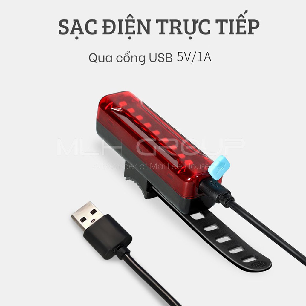 Đèn đuôi nhấp nháy, cảnh báo sau cho xe đạp màu đỏ A02 siêu sáng, thời gian chiếu sáng lên đến 200 giờ MLH