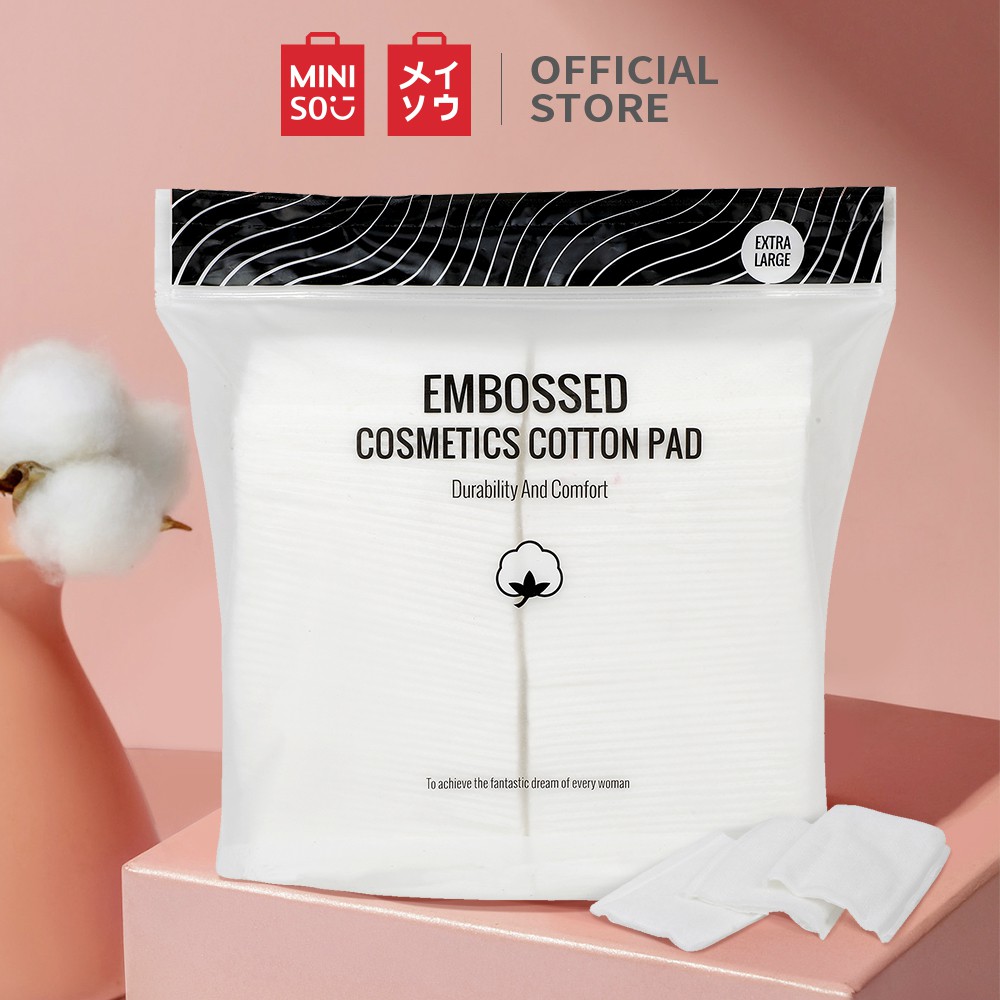 Miniso Bông tẩy trang Miếng bông mỹ phẩm in nổi cực lớn (100 chiếc)