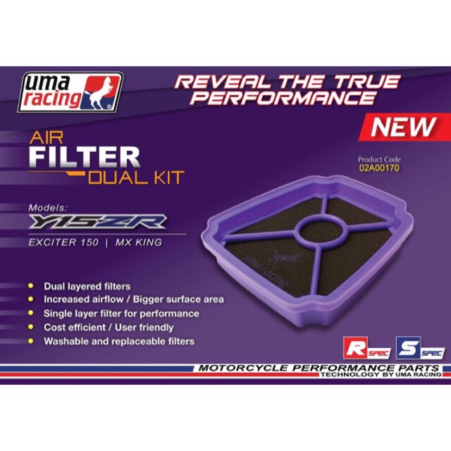 (Lọc Gió) Uma Racing Air Filter Dual Kit - Yamaha Y15ZR/Exciter 150/MX King
