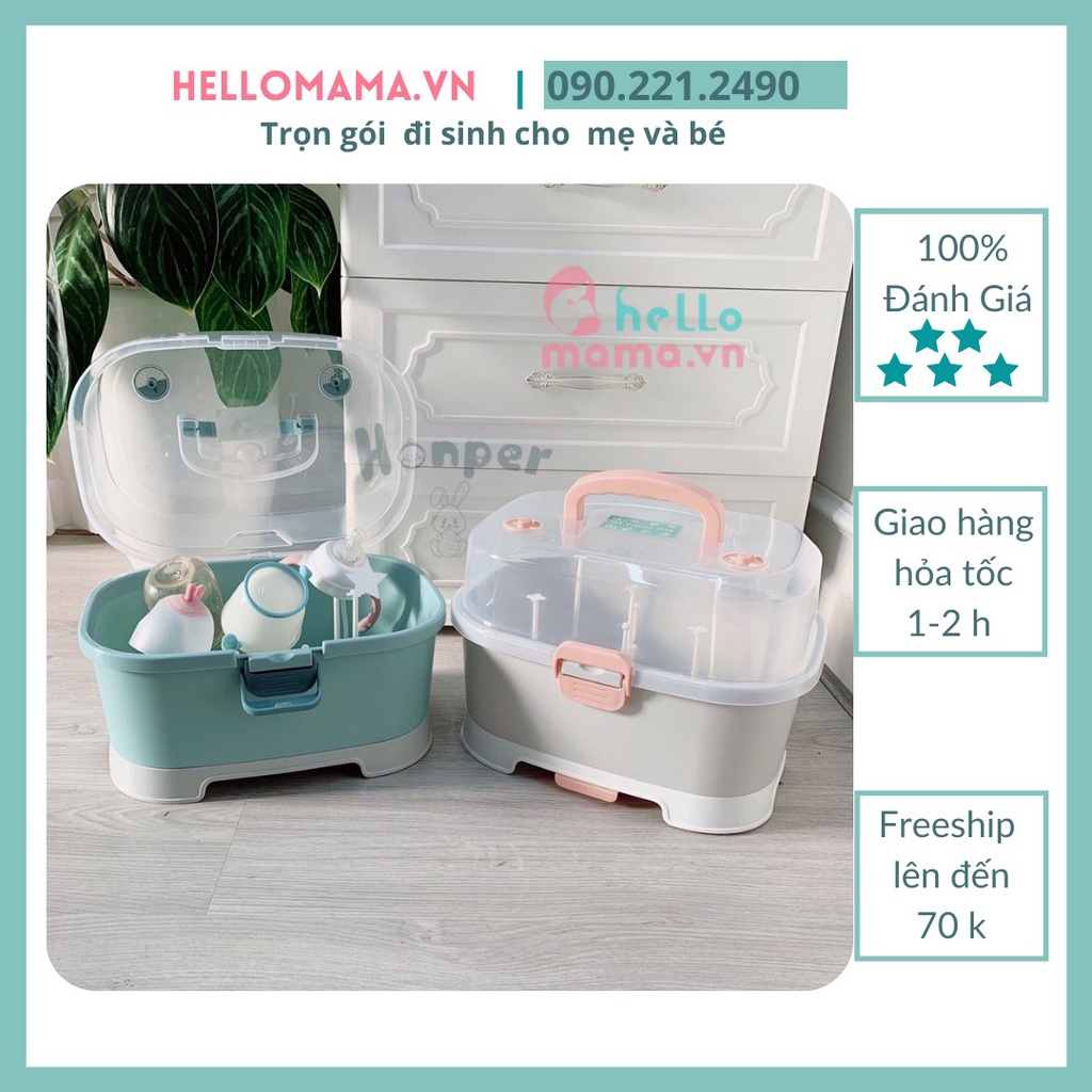 Khay Úp Bình Sữa - Nhựa Ko Độc Hại , Giúp Bảo Quản Bình Sữa Vệ Sinh, Có Khay Thoát Nước Khô Ráo Và Có Quai Xách
