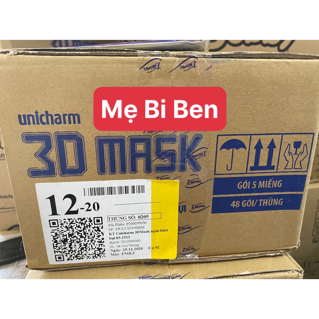 Khẩu trang ngăn khói bụi Unicharm 3D Mask Super Fit size M 1 gói/5 miếng (hàng sẵn giao ngay)