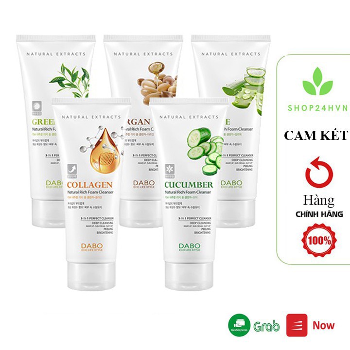 Sữa Rửa Mặt Trắng Da Hàn Quốc Dabo cao cấp 3 IN 1 Sáng da, Dưỡng ẩm, Giảm nhờn , Se khít lỗ chân lông 180ml (trắng)