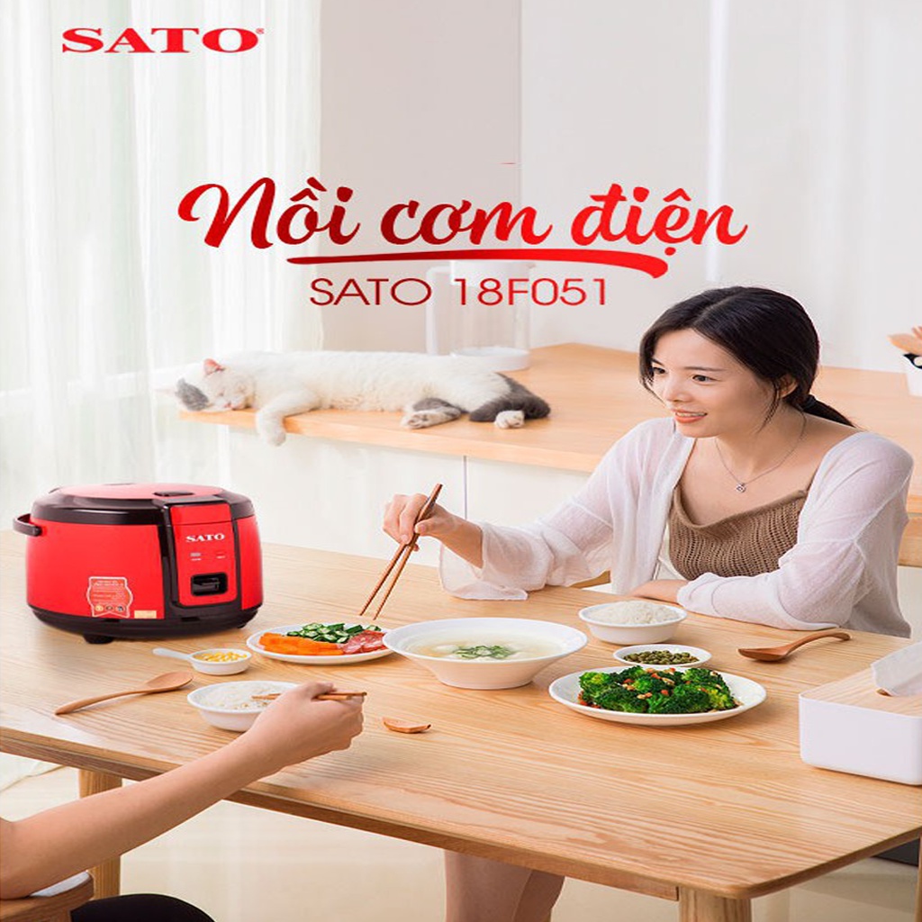 Nồi Cơm Điện SATO 18F051, Dung Tích 1.8L, Thiết Kế Hiện Đại Và Sang Trọng