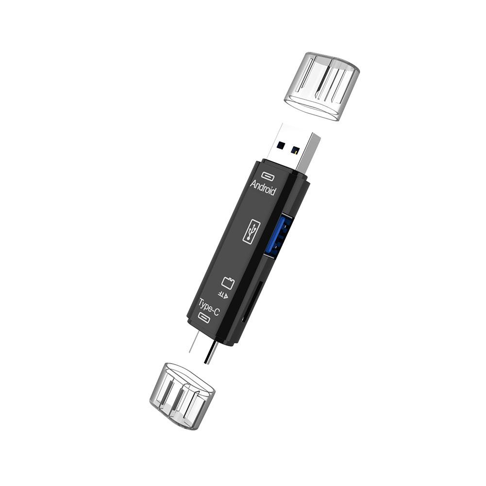 Đầu đọc thẻ nhớ USB 5 trong 1 USB 3.0 Loại C / USB / Micro USB SD Bộ chuyển đổi OTG