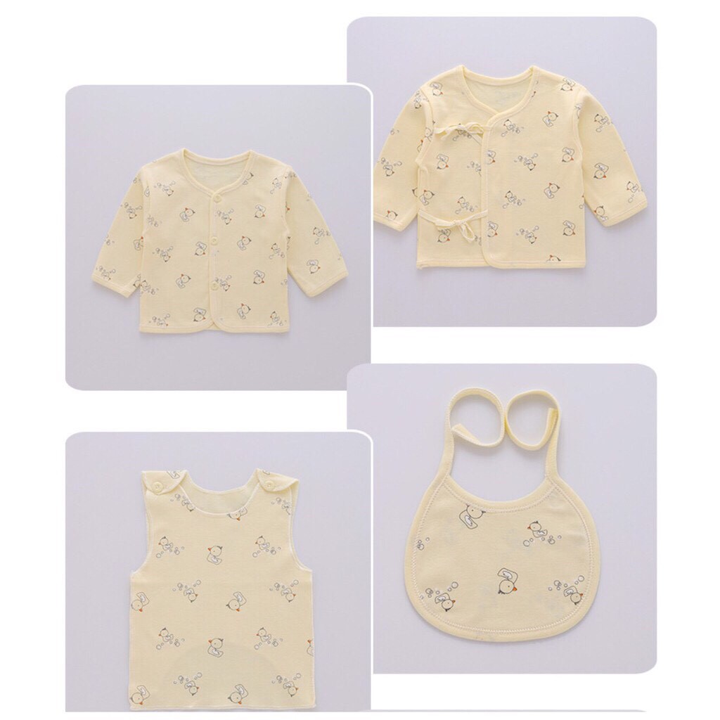Set sơ sinh 7 chi tiết mẫu vịt con làm quà tặng cho bé.