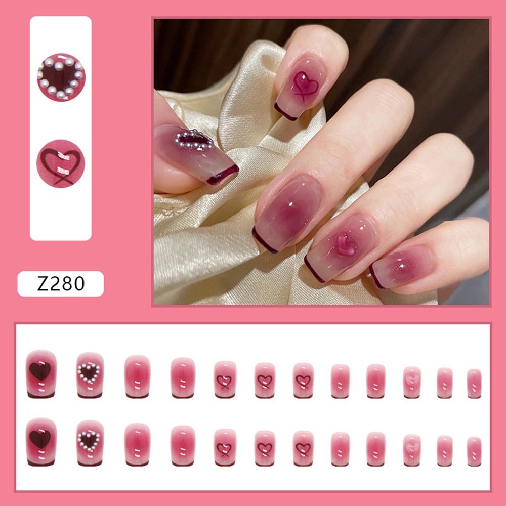 Set 24 Móng Tay Giả Phong Cách Retro Trang Trí Cho Nữ