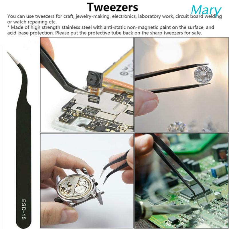 Bộ 9 Nhíp Sửa Chữa Điện Thoại Bằng Thép Không Gỉ Chống Tĩnh Điện