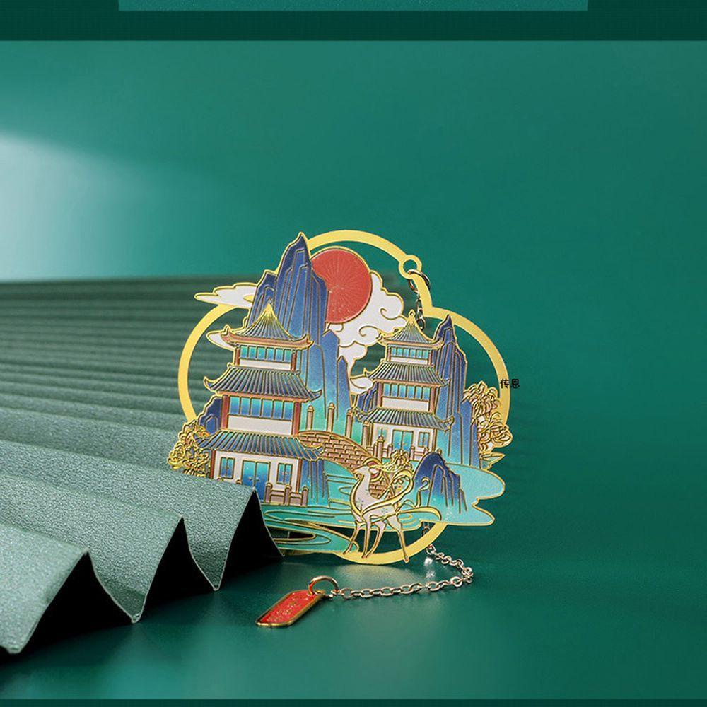 PEWANY Kẹp Đánh Dấu Trang Sách Bằng Đồng Thau Hình Chiếc Lá Phối Tua Rua Kiểu Trung Hoa Sang Trọng