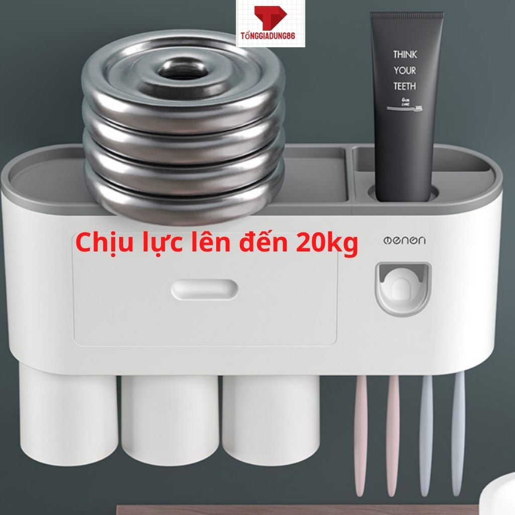 Giá treo bàn trải nhà tắm OENON có nhả kem đánh răng tự động kèm cốc - OEKEM.máy lấy kem tự động. dụng cụ.