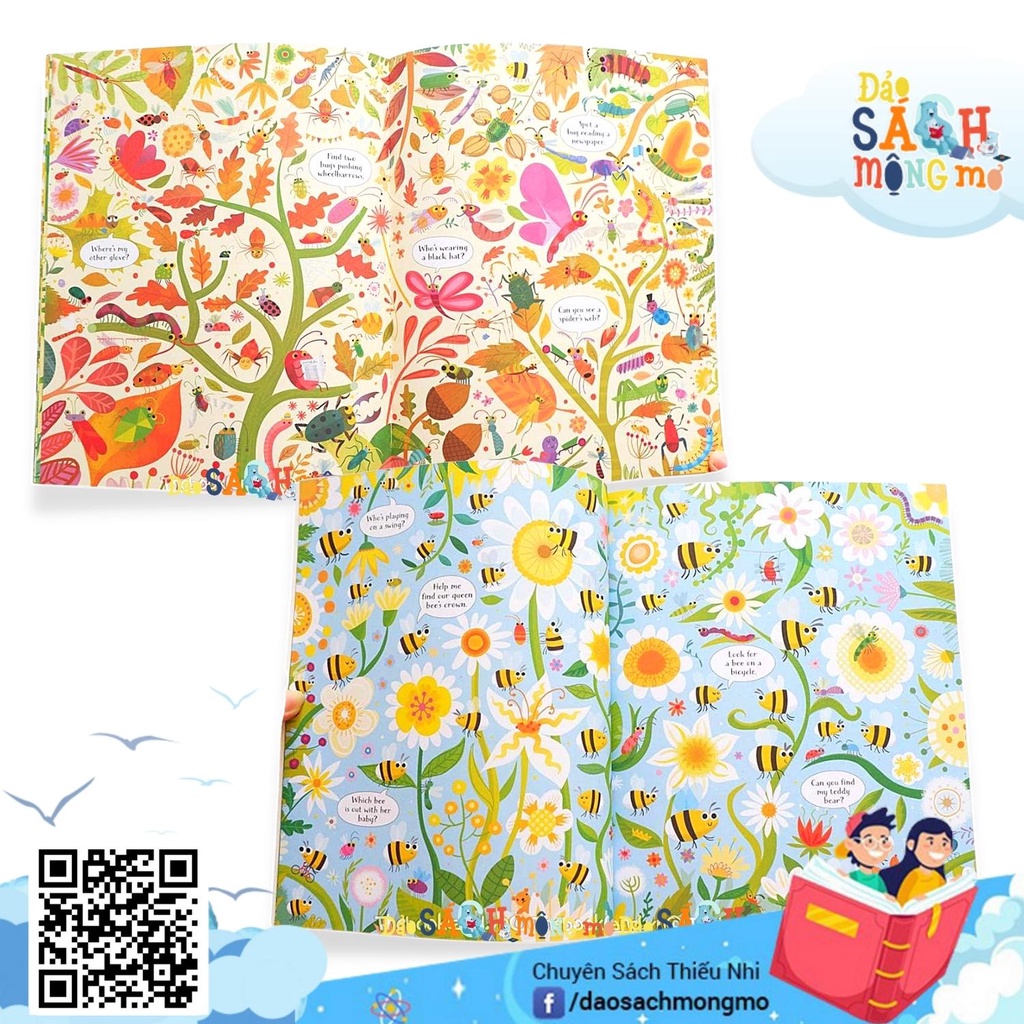 Bộ Xếp Hình Cho Bé Usborne Puzzle B00k and Jigsaw Bugs