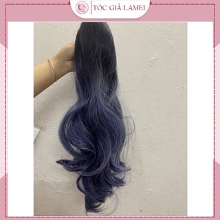 Tóc giả ngoạm xoăn omber xanh hàng cao cấp chất tóc sợi tơ