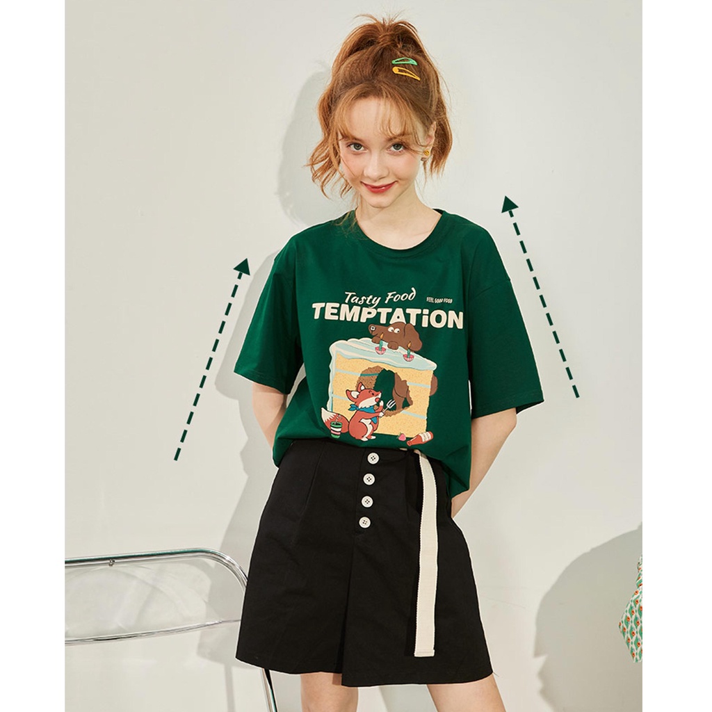 [ATHAN100K_Giảm 100k cho sp áo Xanh] Áo thun xanh ATHANOR chất cotton premium tay lỡ unisex mẫu Tasty food