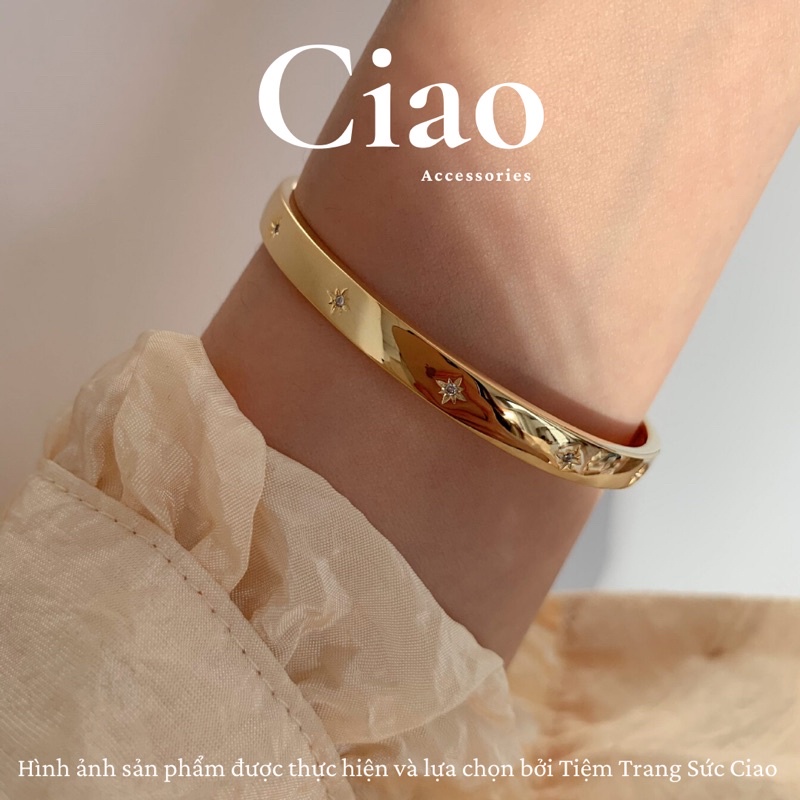 [HOT ITEMS] Vòng tay/ Lắc tay mạ bạc S925 thiết kế hoạ tiết sao đính đá phong cách La Vela Ciao