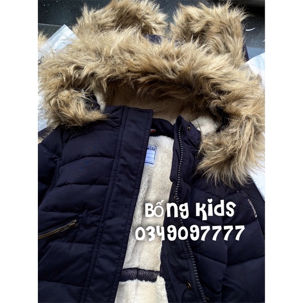 Áo Parka Bé Gái Lót Cừu Lông Vũ Xanh Navy TAP