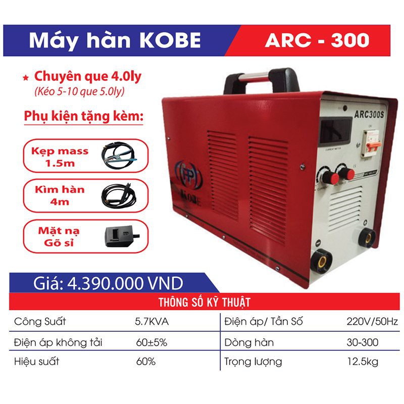 MÁY HÀN QUE ĐIỆN TỬ MINI KOBE ARC-300S - Hàng Chính Hãng 100%