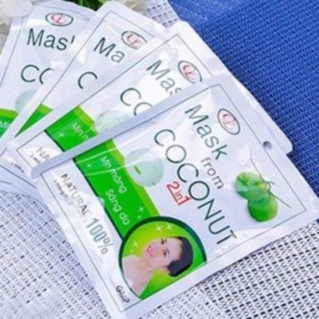 (4.2022) 5 hộp mặt nạ dừa 2 in 1 (7 miếng/ hộp) dưỡng da sáng mịn chống lão hóa