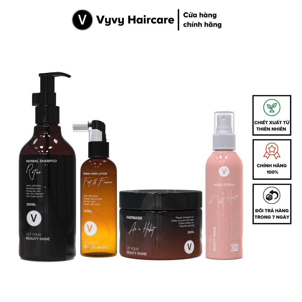 Combo 11 Phục Hồi tóc Hư tổn, Phủ Bóng tóc, cho mái tóc bóng mượt VyvyHaircare 730ml