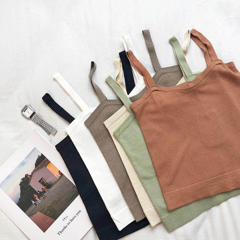 Áo Hai Dây Trơn Màu Đơn Giản Dễ Phối Đồ 23796