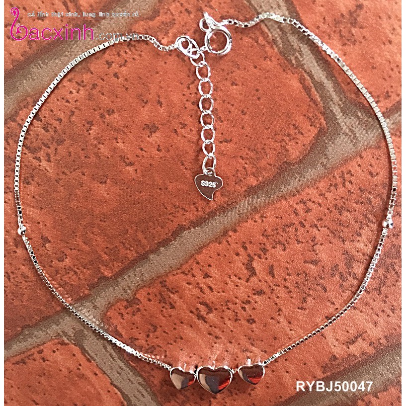 Lắc chân bạc Ý 925 Bạc Xinh Huệ Ngân- Ba tim phồng xinh RYBJ50047 | BigBuy360 - bigbuy360.vn