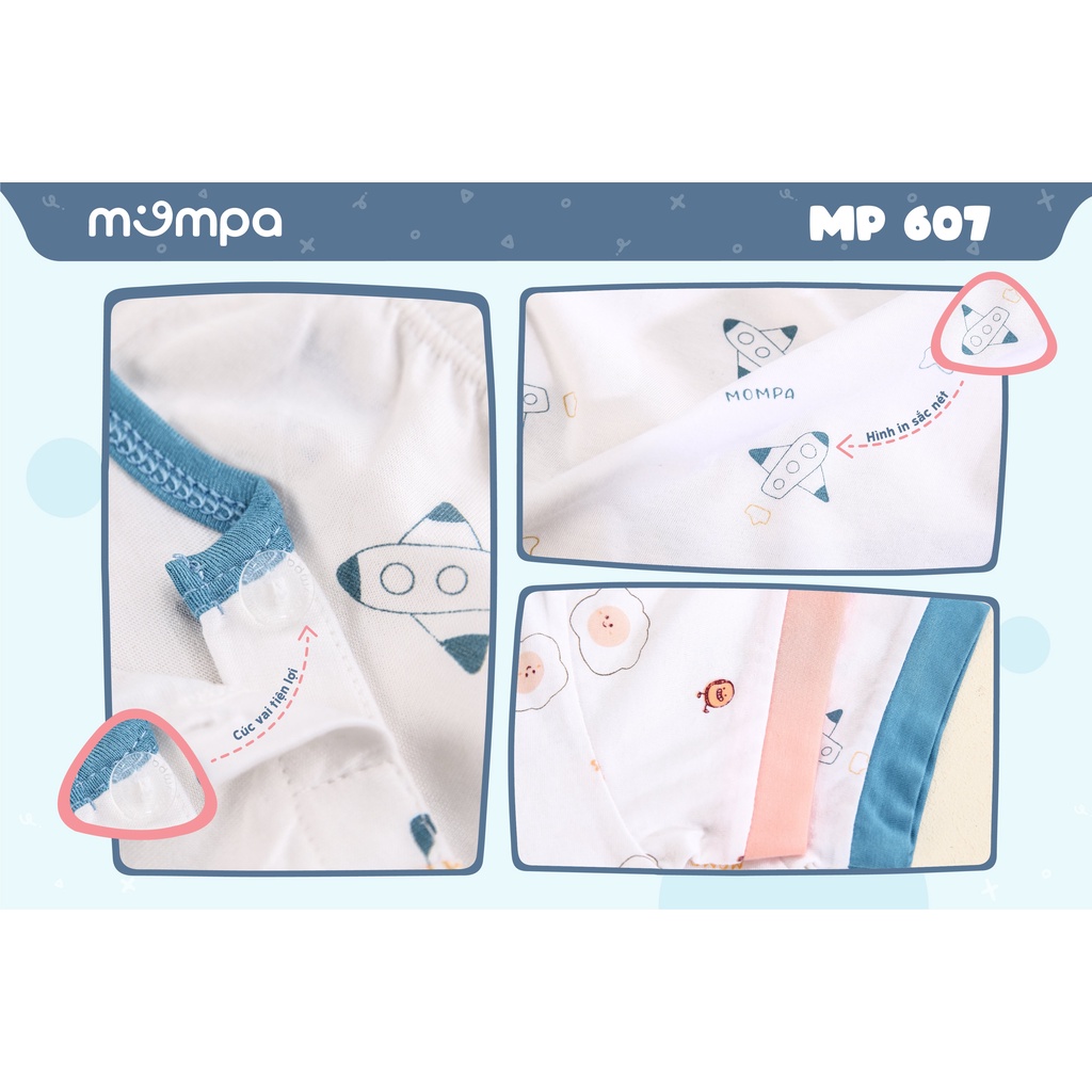 Bộ quần áo cộc tay hè cho bé Mompa 6 tháng - 3 tuổi vải Cotton thấm hút thoáng mát cổ tròn 607