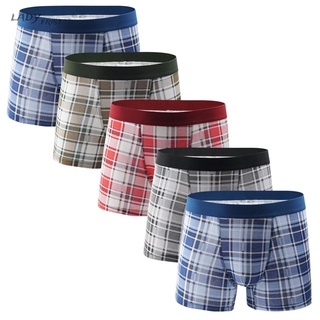 Men Plaid Cotton Big Pouch Boxer Briefs Underwear Panties Underpants Home Shorts Underwear