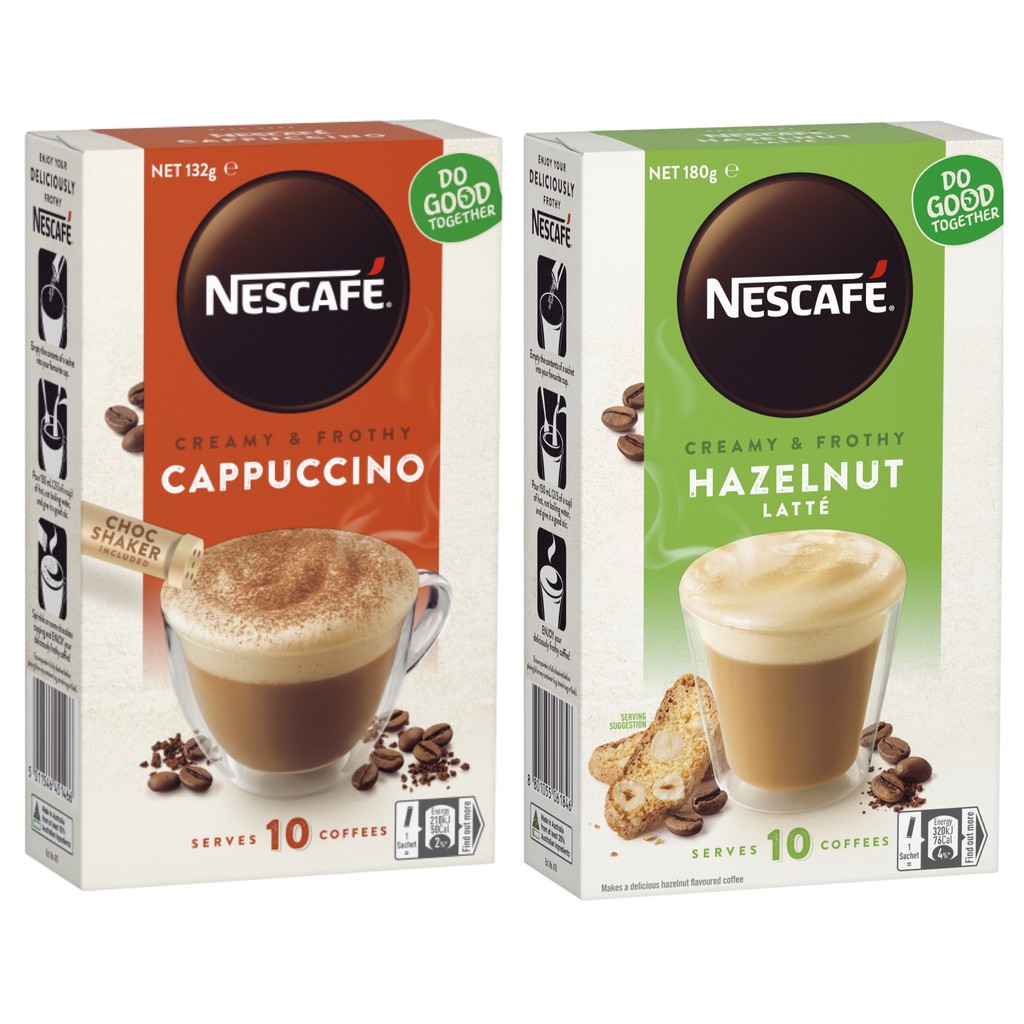 Cafe Sữa Bọt Kem Nescafe Cappuccino 10 gói - Úc [MẪU MỚI]