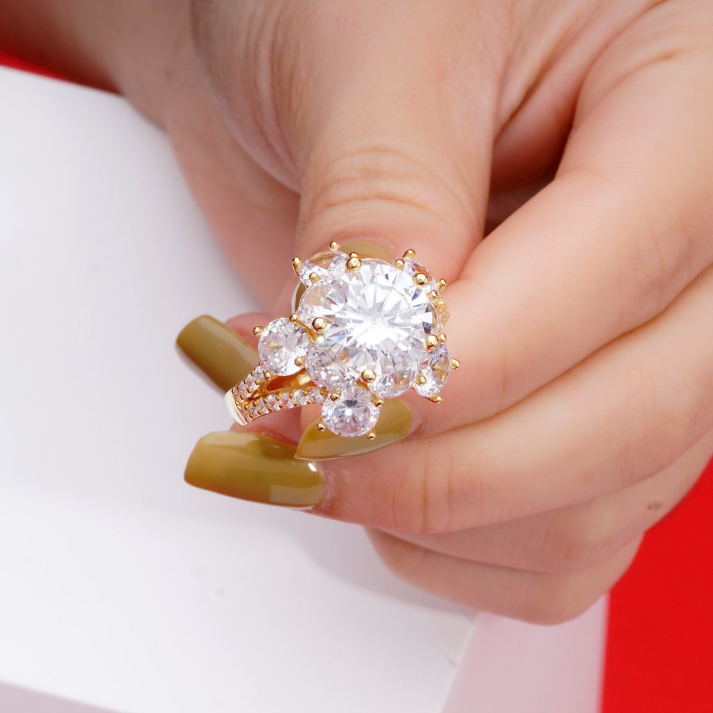 Nhẫn nữ UHA mạ vàng 18K đính đá CZ N416157-160